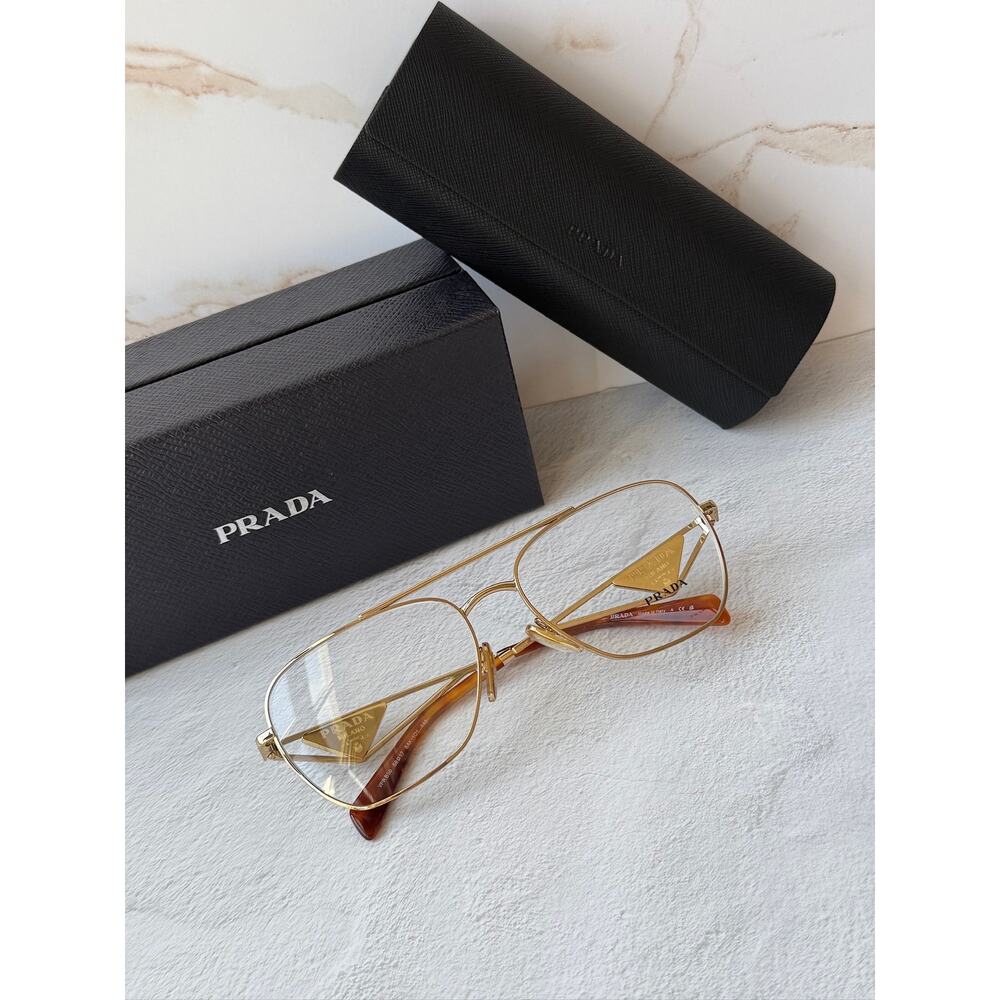 NEW Prada PR B50V Gold Pilot Aviator Eyeglasses Frames - Picture 2 of 7